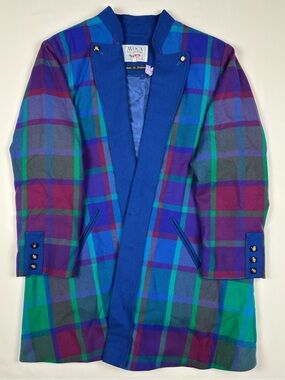 Avoca Blue & Purple Plaid Pea Coat